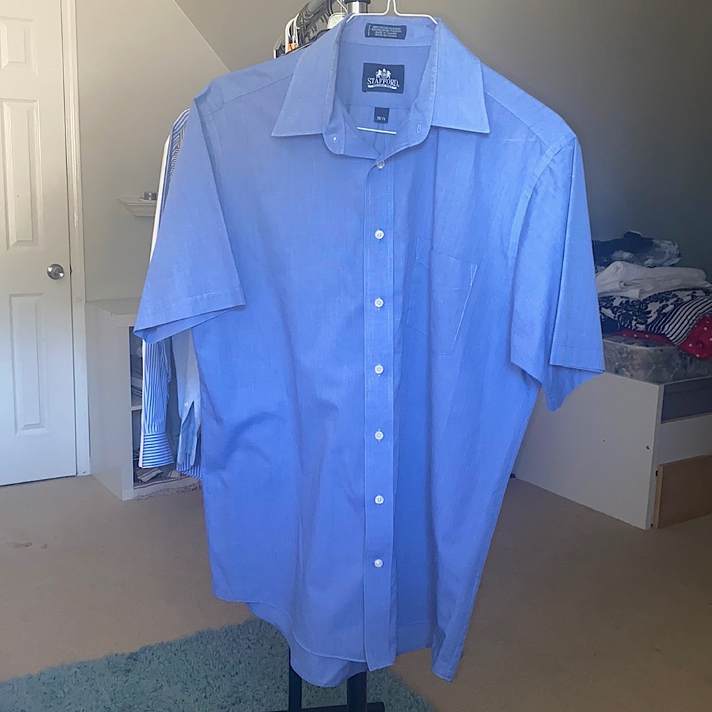 Stafford blue short sleeved button down